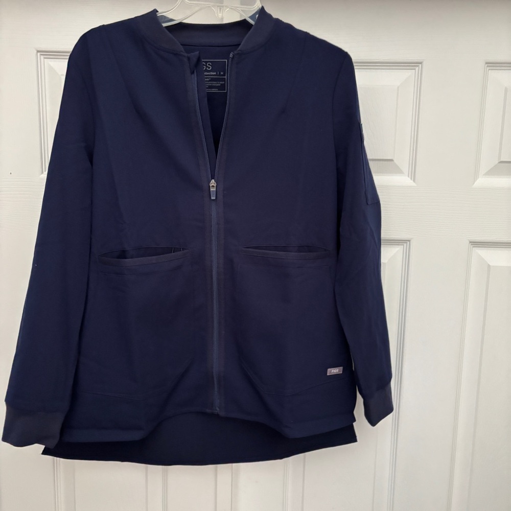 Figs Navy Bellery Bomber Zip Jacket Size M